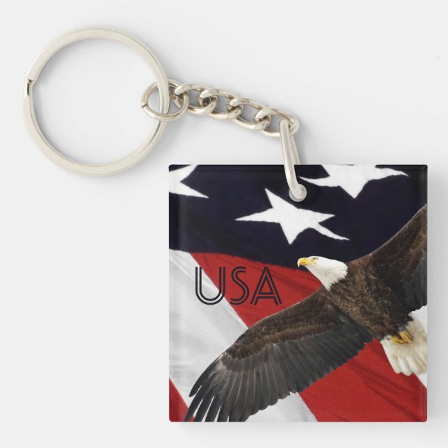 Eagle and Flag USA Keychain (Front)