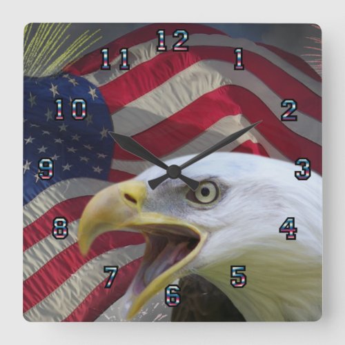 Eagle and flag wall clock