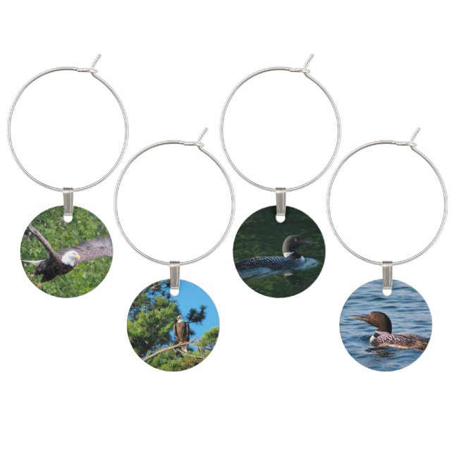 Eagle and Loon Wine Charms (Staggered)