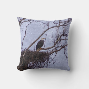 Eagle And Nest Painterly Throw Pillow