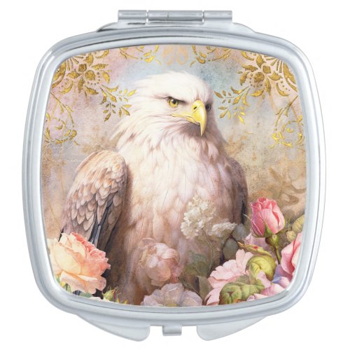 Eagle and Pink Roses Compact Mirror