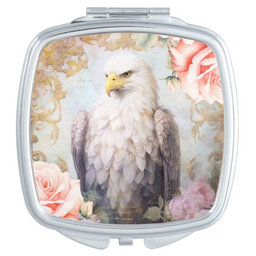 Eagle and Pink Roses Compact Mirror