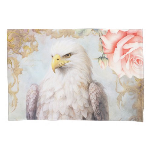 Eagle and Pink Roses Pillow Case