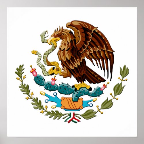Eagle and snake Mexico Emblem for Mexicans Poster
