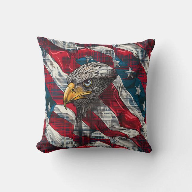 Eagle and Stars Pillow Bold Tribute to America (Front)