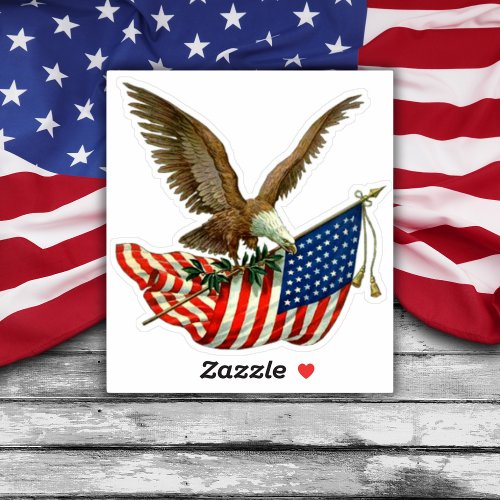 Eagle and USA Flag Custom_Cut Vinyl Sticker