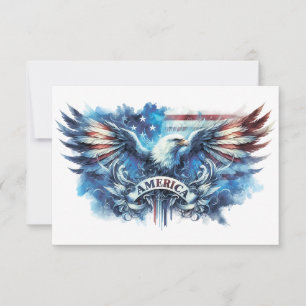 Eagle and USA flag.Patriotic. Thank You Card