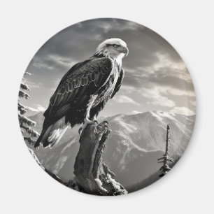 Eagle Animal Bird Wild Nature Ink Sketch Style Magnet