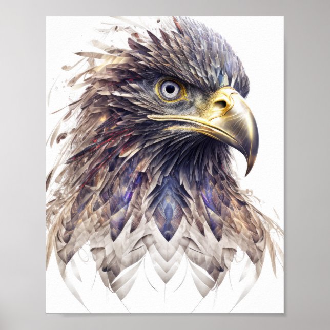Eagle Animal Portrait Nature Wildlife Painting Poster (Front)