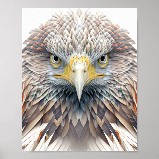 Eagle Animal Portrait Nature Wildlife Painting Poster (Front)