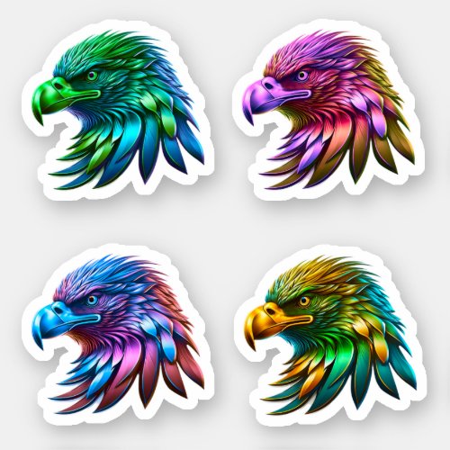 Eagle Art _ 4_Pack Colorful Stickers _ Bald Eagle 