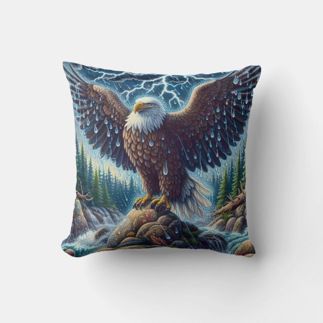 Eagle Art Throw Pillow (Front)