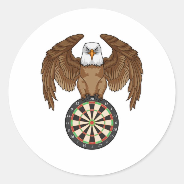 Eagle at Darts with Dartboard Classic Round Sticker (Front)