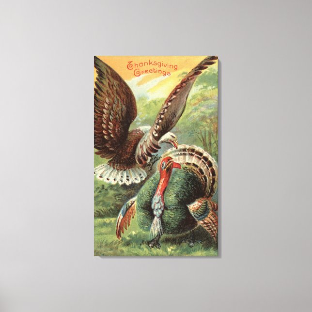 Eagle Attacking a Turkey Canvas Print (Front)
