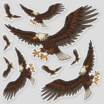 Eagle Attacking Icon Set Contour Sticker