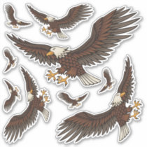 Eagle Attacking Icon Set Contour Sticker