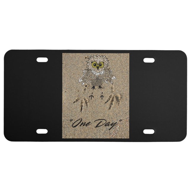 Eagle Baby & Footprints in the Sand "One Day" License Plate (Front)