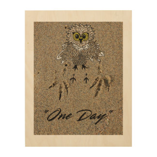 Eagle Baby & Footprints in the Sand "One Day" Wood Wall Art