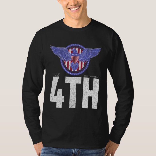 Eagle Badge Independence Day with American Happy 4 T-Shirt (Front)