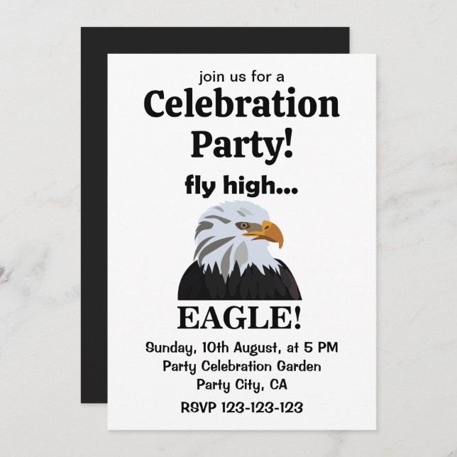 Eagle Bald Eagle Fly High Eagle Celebration Party Invitation (Front/Back)