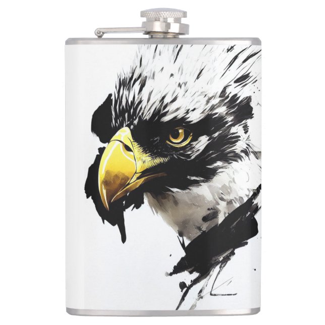 Eagle Bald Wild Nature Free Spirit Art Brush Paint Flask (Front)
