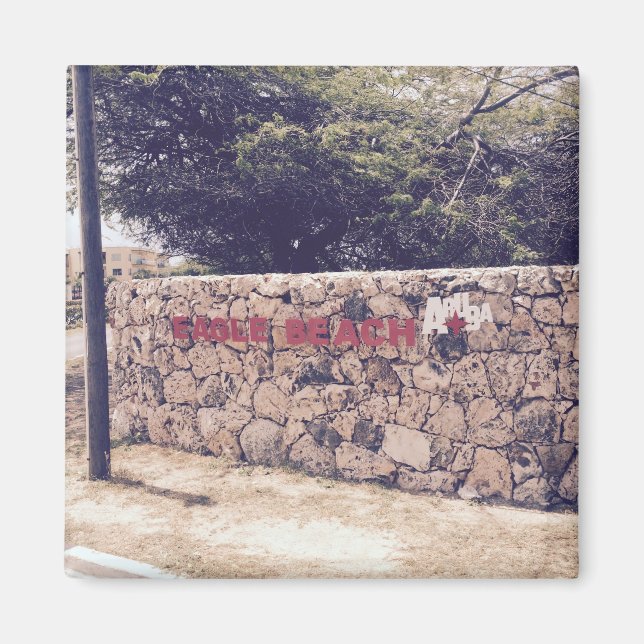 Eagle Beach - 2 Inch Square Magnet (Front)