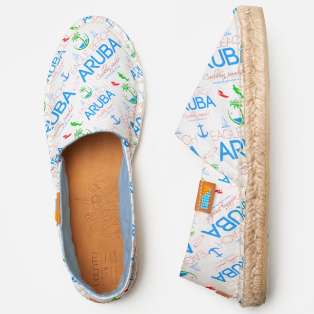 Eagle Beach Aruba Caribbean Paradise Text Art Espadrilles (Side)