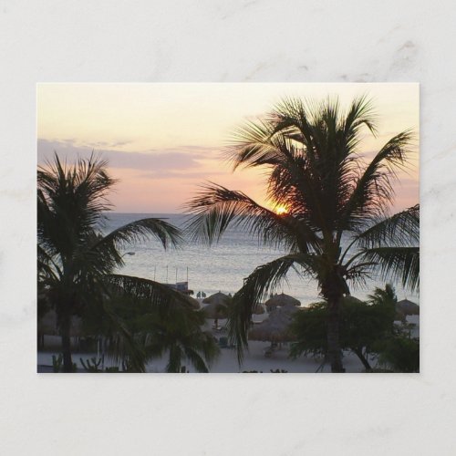 Eagle Beach Aruba Sunset Postcard