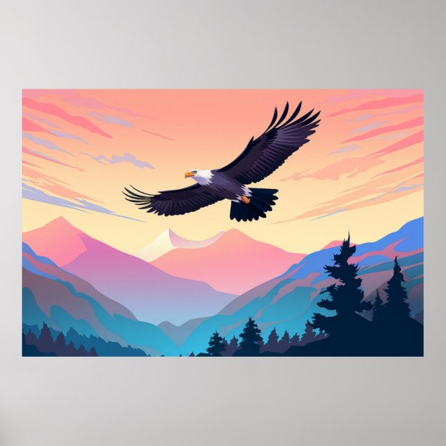 Eagle Bird Animal Mountain Nature Wilderness Poster (Front)