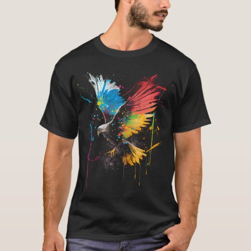 Eagle Bird Lover Colorful Retro Flying Bird Fan T_Shirt
