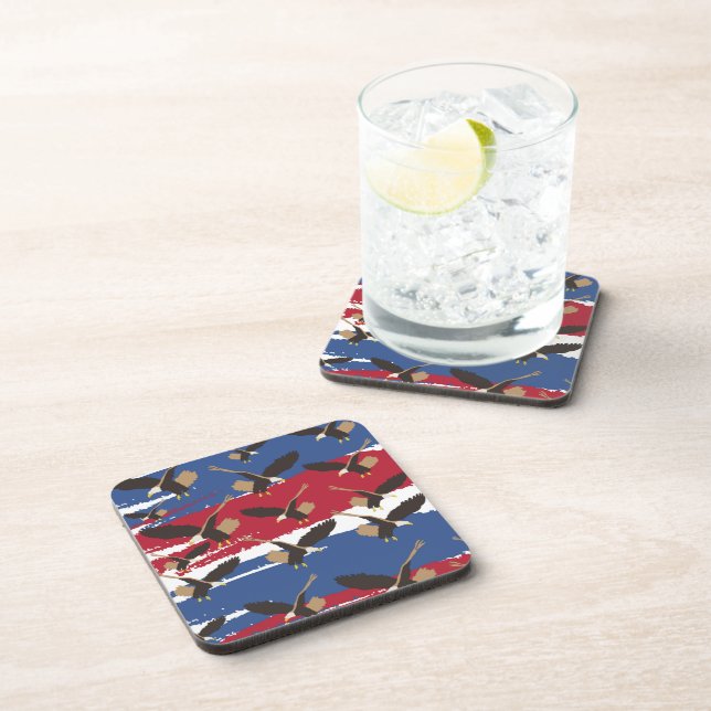 Eagle Bird USA Patriotic American Flag  Beverage Coaster (Right Side)