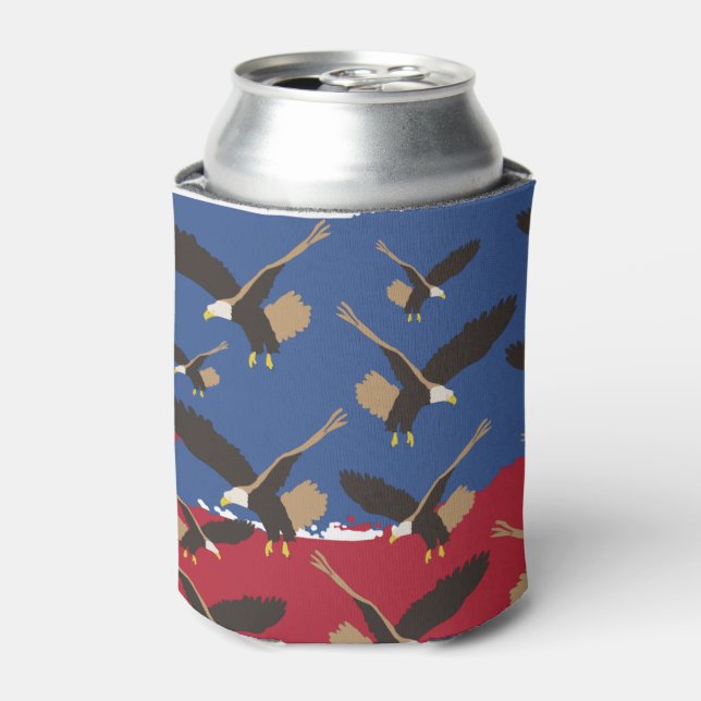 Eagle Bird USA Patriotic American Flag  Can Cooler (Can Front)