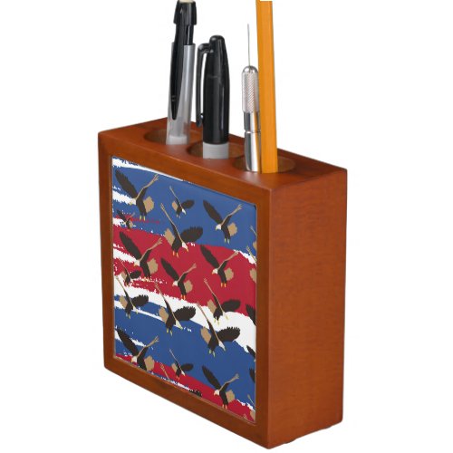 Eagle Bird USA Patriotic American Flag  Desk Organizer