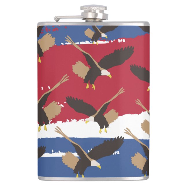 Eagle Bird USA Patriotic American Flag Flask (Front)