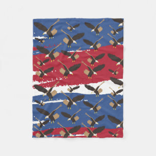 Eagle Bird USA Patriotic American Flag Fleece Blanket