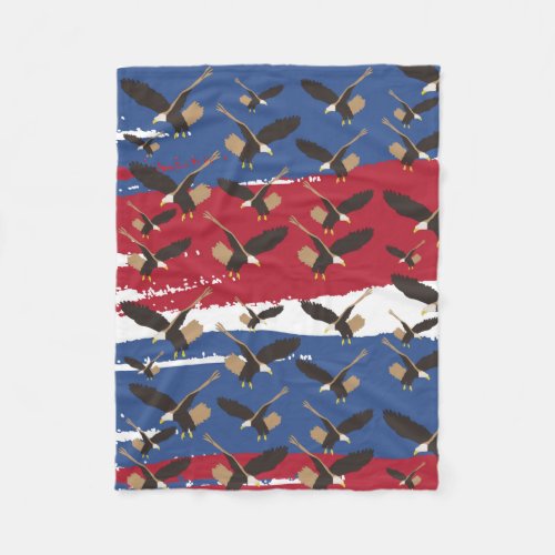 Eagle Bird USA Patriotic American Flag  Fleece Blanket