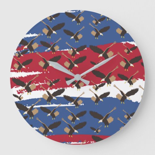 Eagle Bird USA Patriotic American Flag  Large Clock