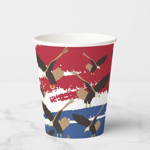 Eagle Bird USA Patriotic American Flag  Paper Cups