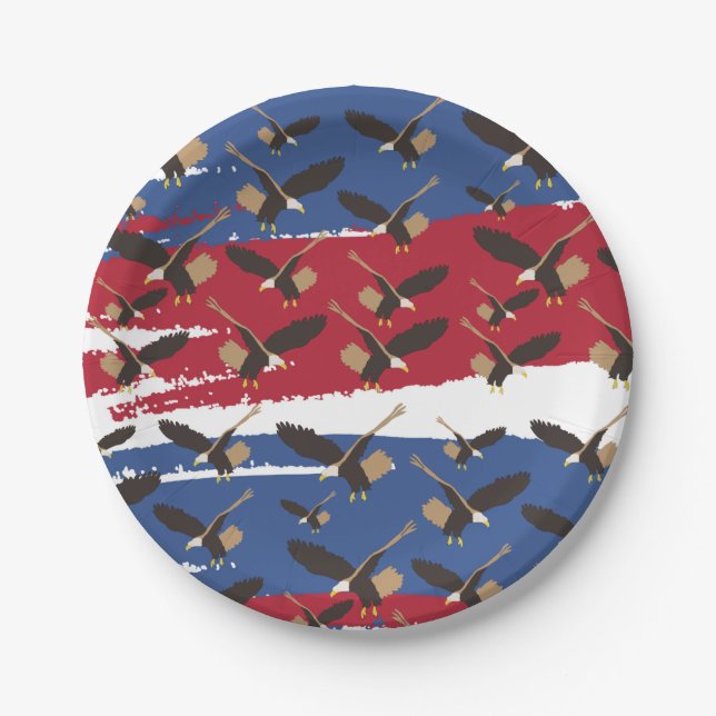 Eagle Bird USA Patriotic American Flag  Paper Plates (Front)
