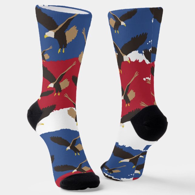Eagle Bird USA Patriotic American Flag  Socks (Angled)
