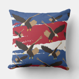 Eagle Bird USA Patriotic American Flag Throw Pillow