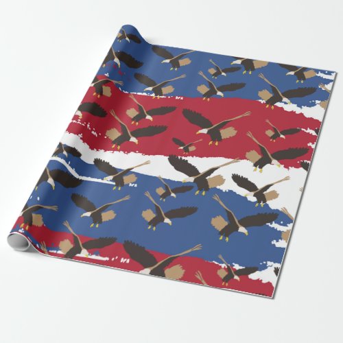 Eagle Bird USA Patriotic American Flag Wrapping Paper
