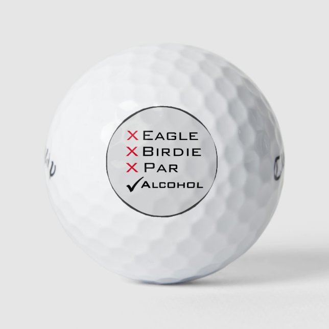Eagle Birdie Par Alcohol  Golf Humor Balls (Front)