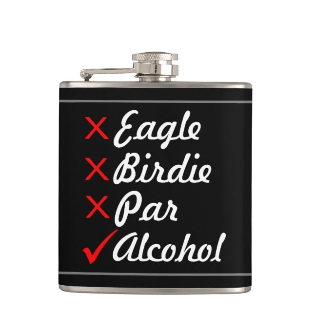 Eagle Birdie Par Alcohol Humor Flask (Front)