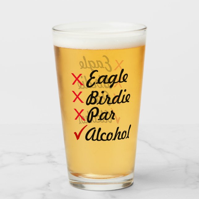 Eagle Birdie Par Alcohol Humor Glass (Front Filled)