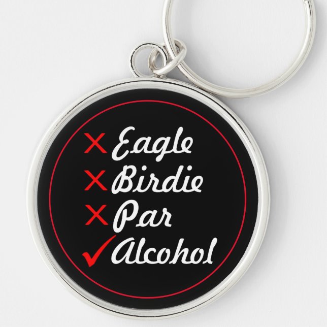 Eagle Birdie Par Alcohol Humor Keychain (Front)