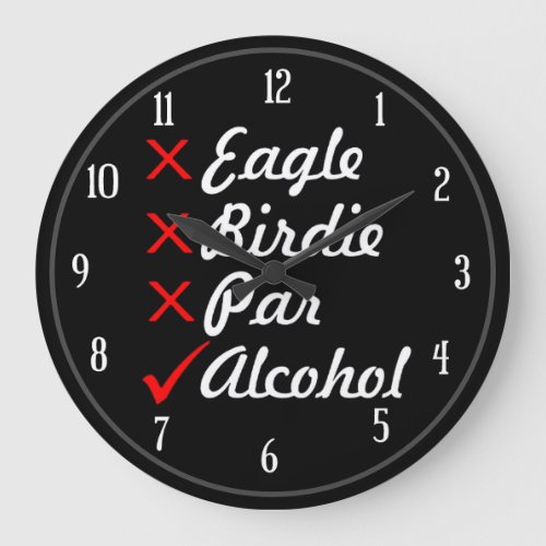 Eagle Birdie Par Alcohol Humor Large Clock