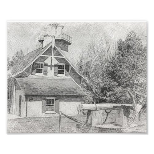 Eagle Bluff Lighthouse _ Door County _ Pencil Draw Photo Print