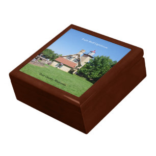 Eagle Bluff Lighthouse square keepsake box
