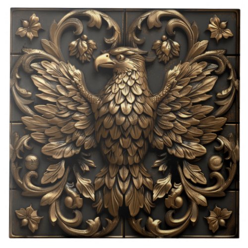 Eagle Bronze Metallic Effect Art Deco Art Nouveau Ceramic Tile